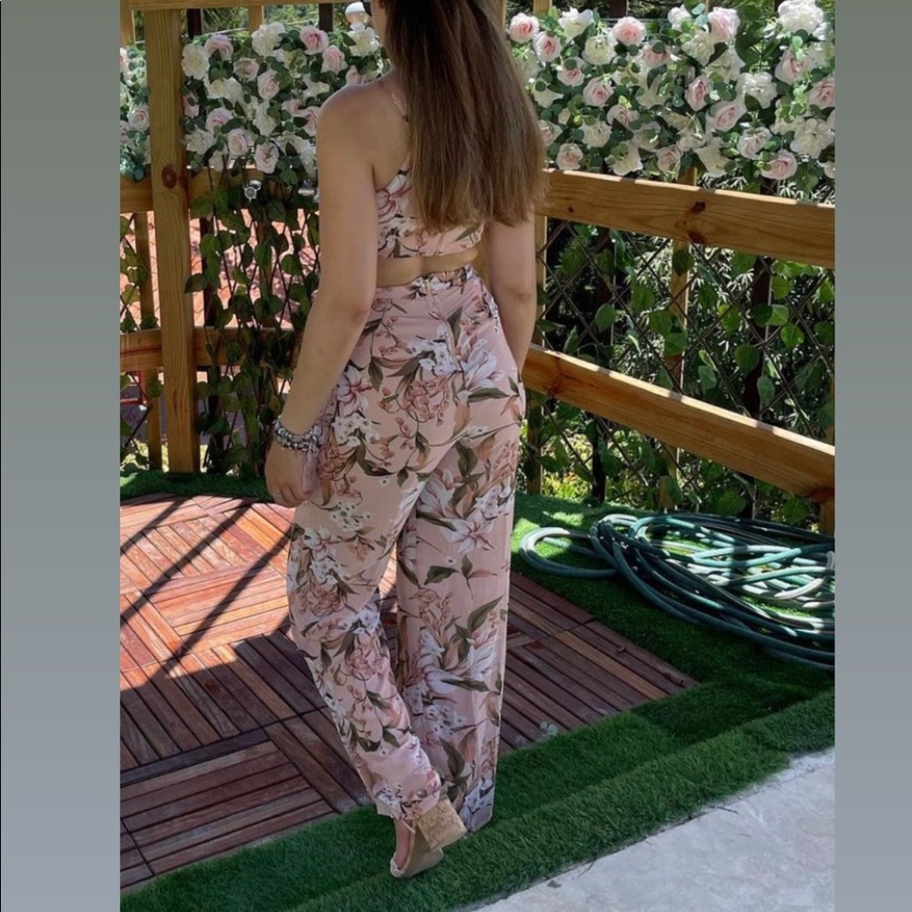Floral Jumpsuit with open back